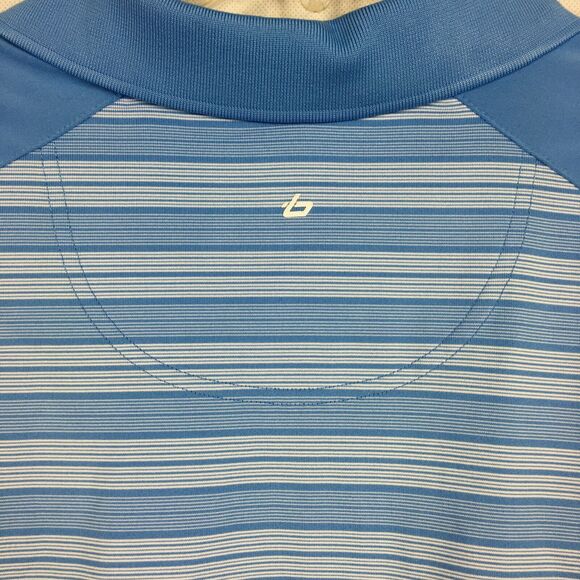 Bolle Polo Shirt Mens Sz XL Blue Striped Stretch Knit Short Sleeve Golf Collar‎ - Picture 6 of 10